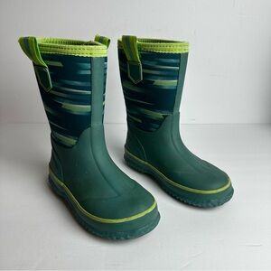 Lands’ End Waterproof Rubber Boots Youth Size 12 Shoes Unisex Green Snow Rain